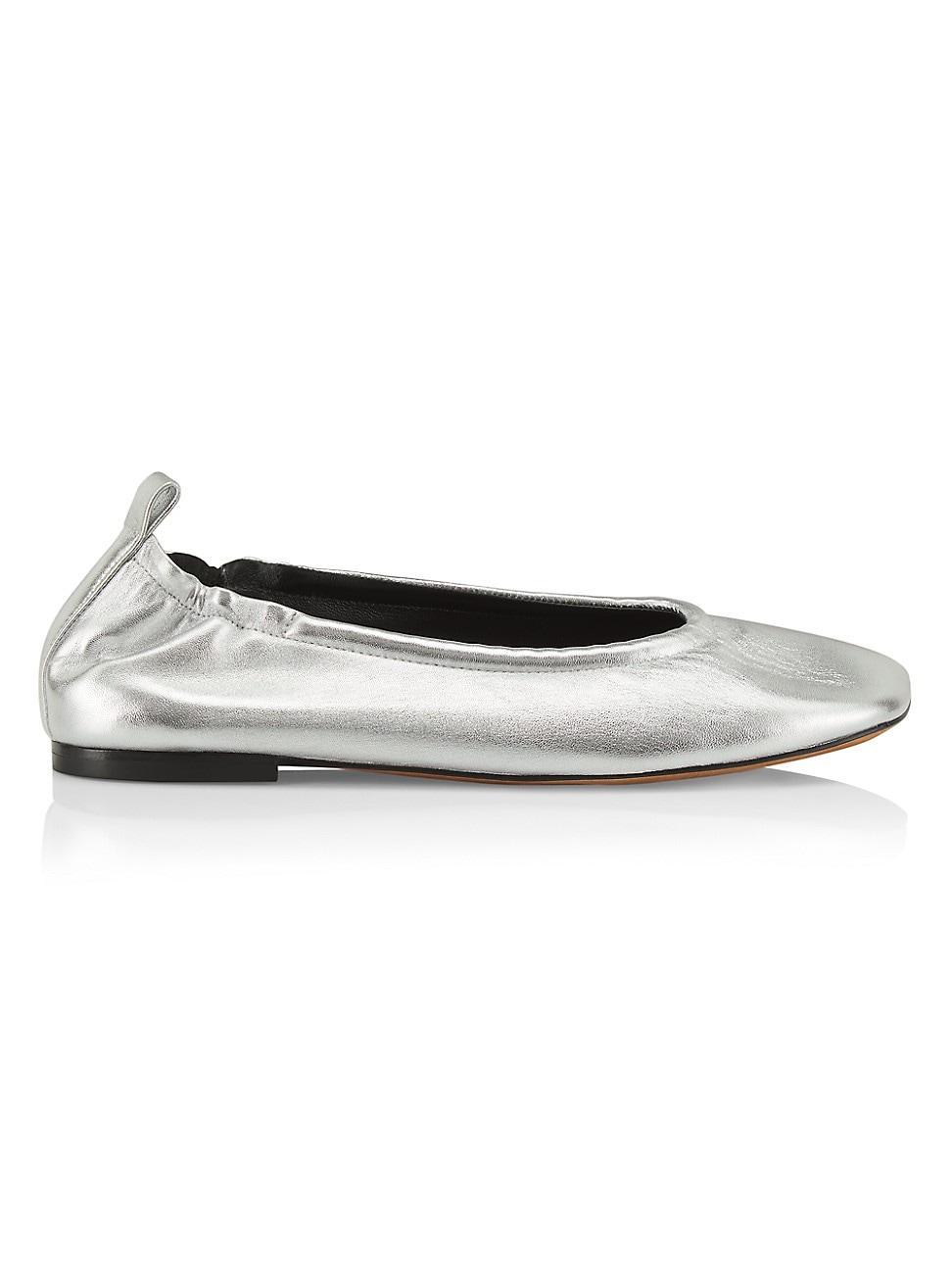 Womens Stretch-Back Metallic Leather Ballet Flats product image