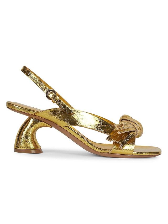 Womens 70MM Metallic Leather Slingback Sandals Product Image