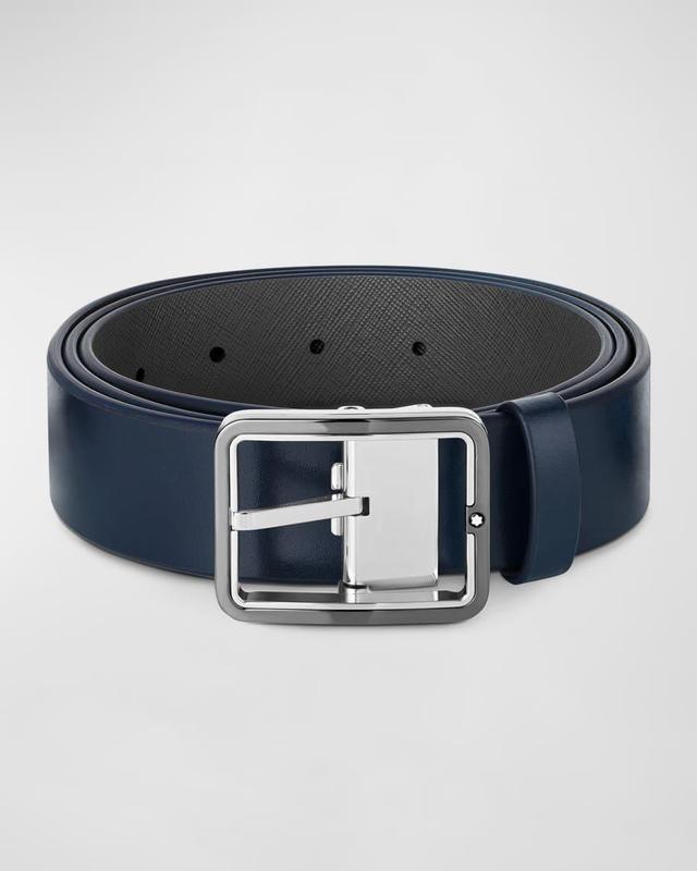 Men's Rectangle-Buckle Reversible Leather Belt, 35mm Product Image