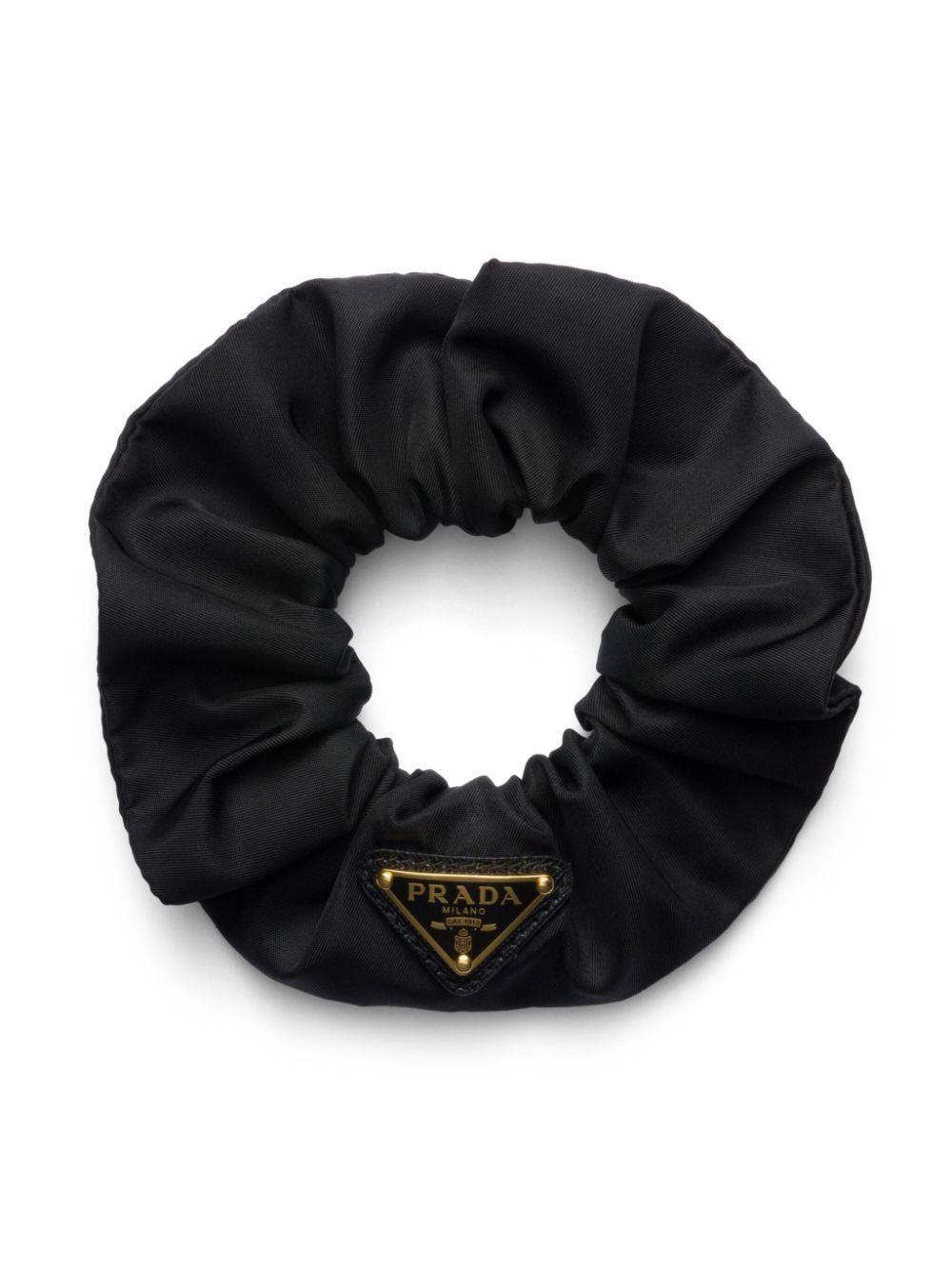 Triangle-logo Re-nylon Scrunchie In Black Product Image