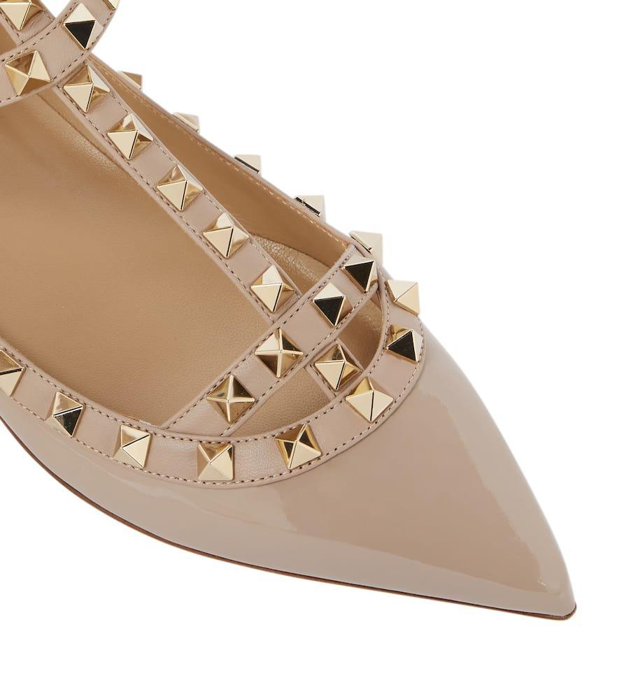 Valentino Rockstud Caged Patent Flat In Pink Product Image