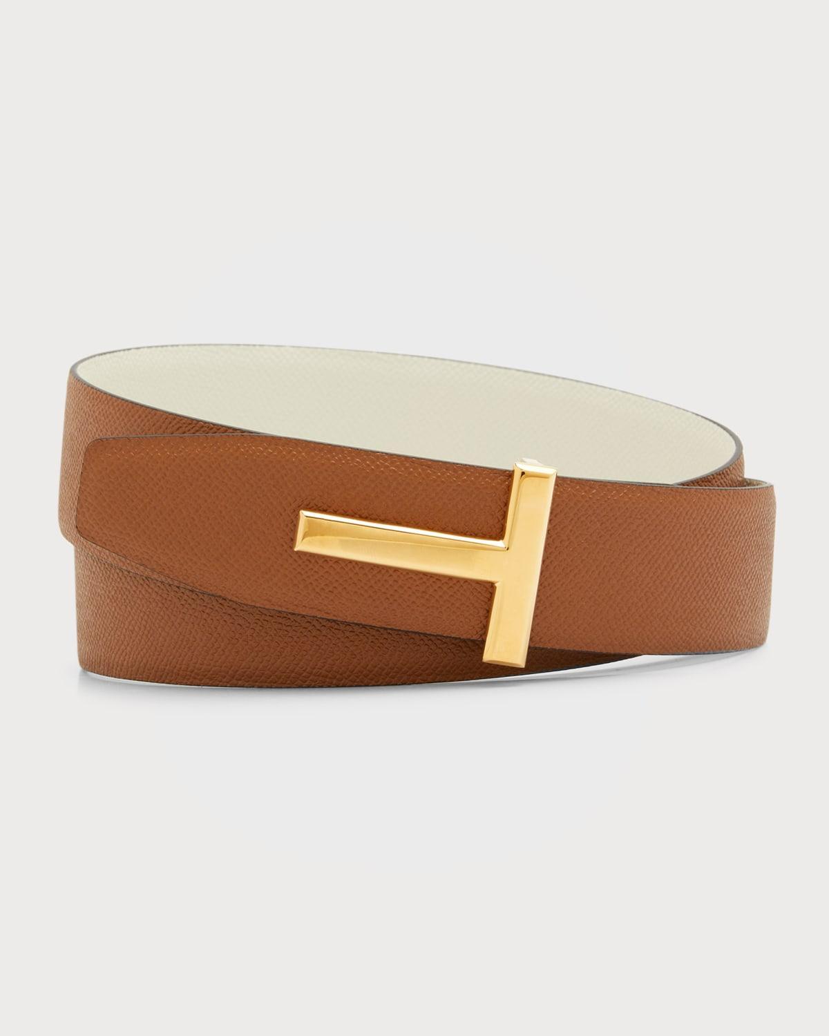 Mens Reversible T-Logo Leather Belt Product Image