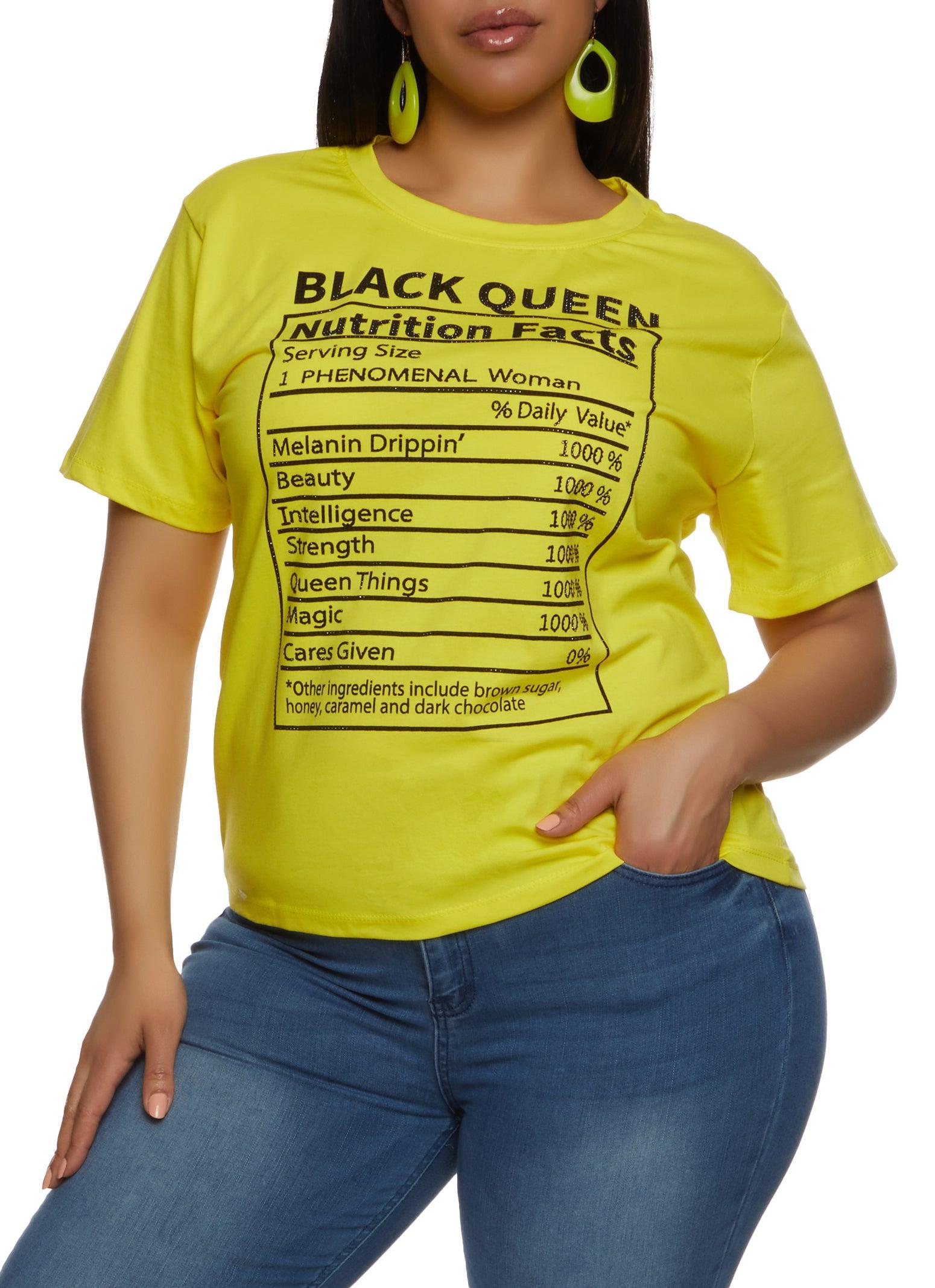 Womens Plus Size Black Queen Rhinestone Graphic Tee Product Image