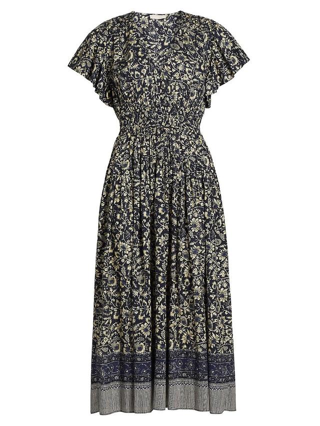 Womens Lyria Floral Cotton-Blend Midi-Dress Product Image