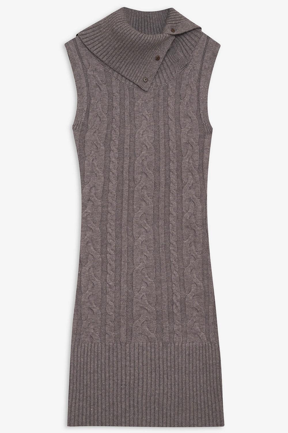 Storm Cable Cloud Knit Mini Dress - Dark Pearl Product Image