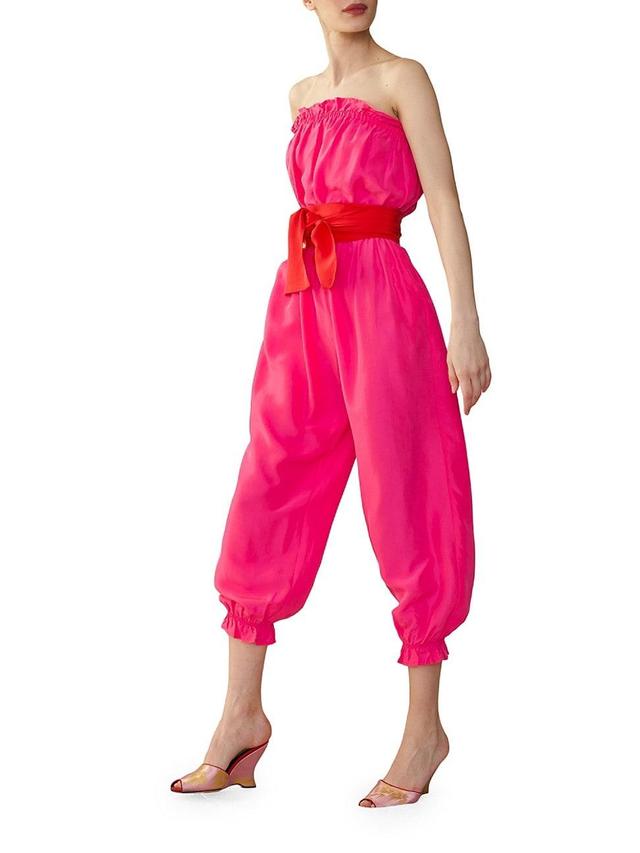 Womens Silk Strapless Jumpsuit Product Image