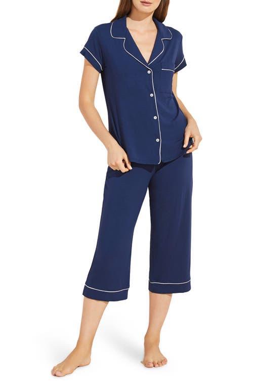 Eberjey Gisele - The Cropped Pajama Set (Navy/Ivory) Women's Pajama Sets Product Image