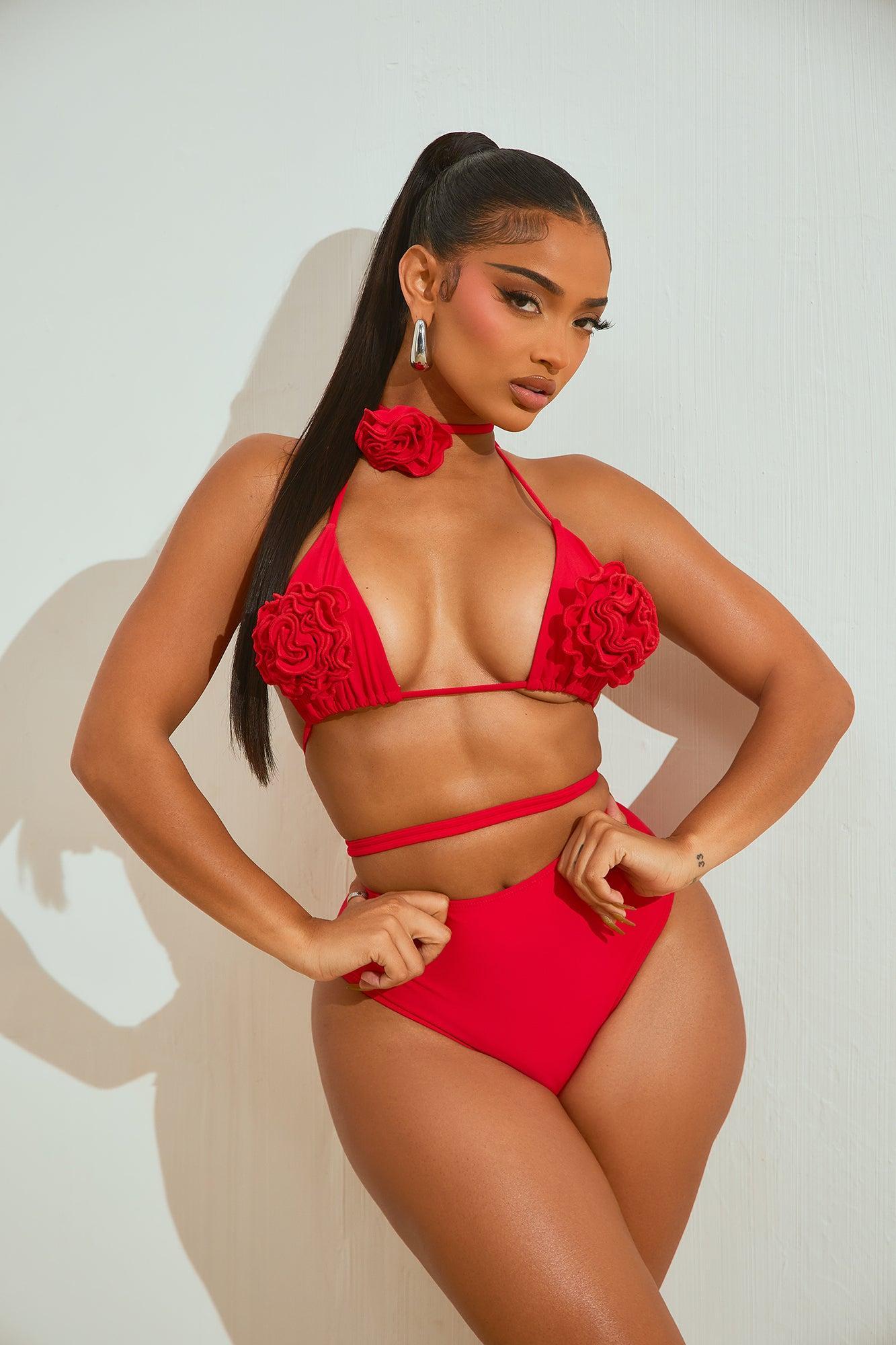 Rosalie Rosette 3 Piece Bikini Set - Red Product Image