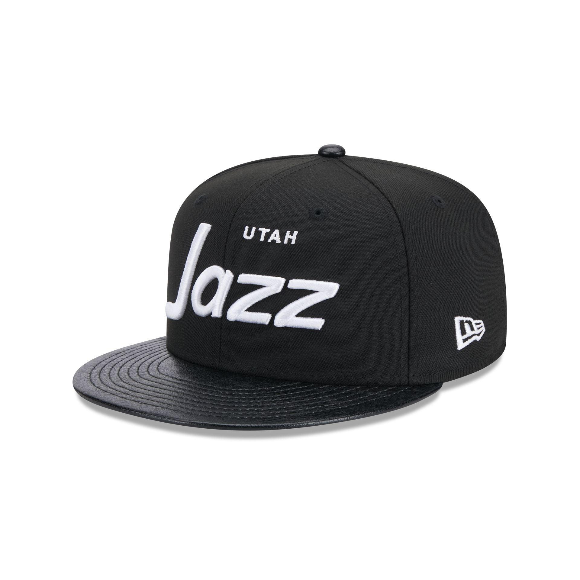 Utah Jazz Faux Leather Visor 9FIFTY Snapback Hat Male Product Image