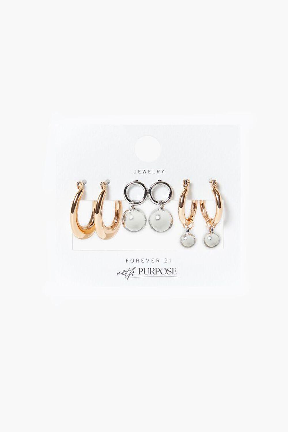 Geo Hoop Rhinestone Earring Set | Forever 21 Product Image