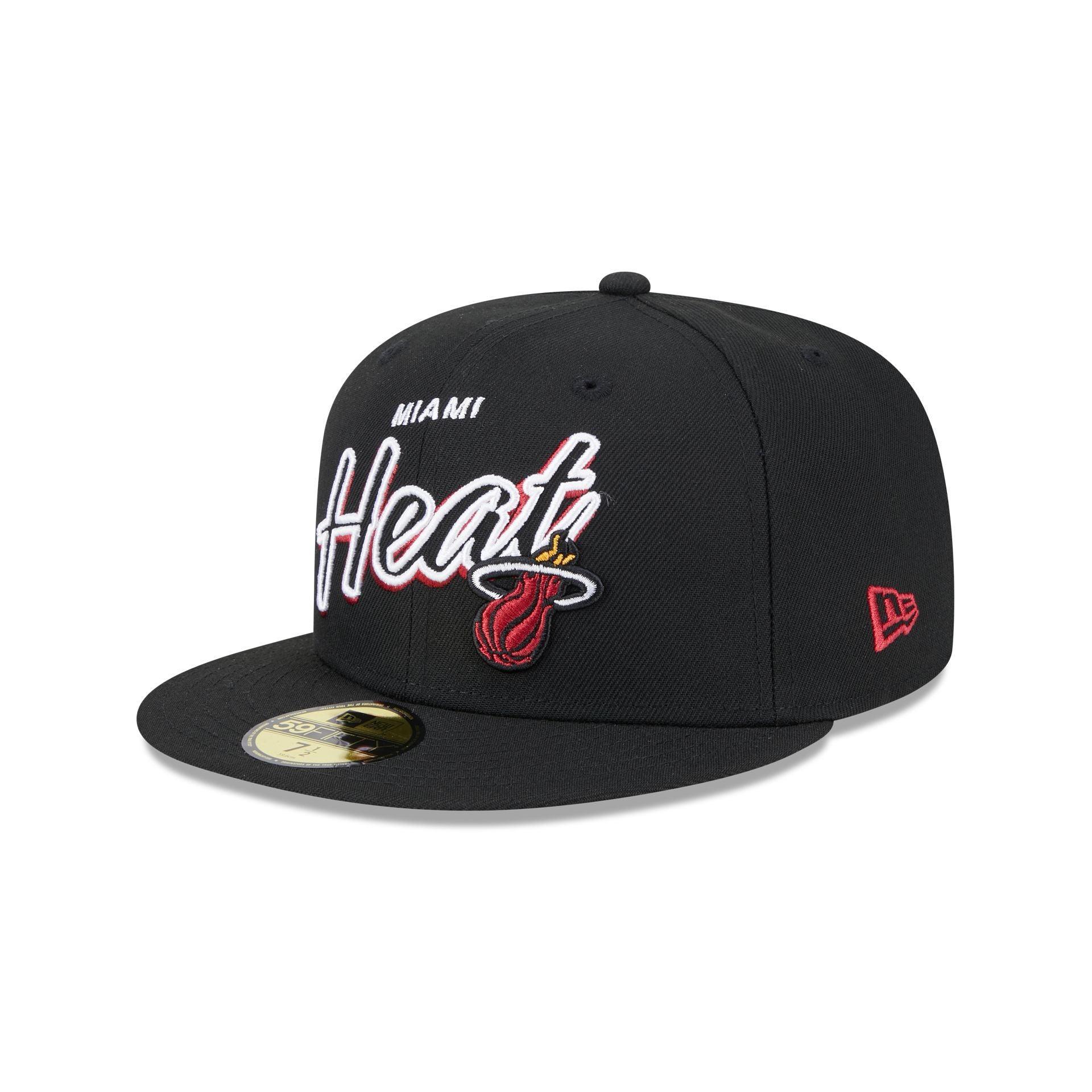 Miami Heat Script Sided 59FIFTY Fitted Hat Male Product Image