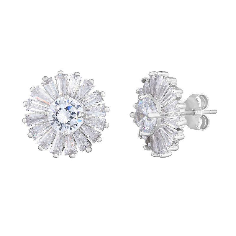 Sunkissed Sterling Cubic Zirconia Cluster Stud Earrings, Womens, Silver Tone Product Image