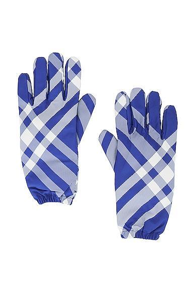 Burberry Tri Bar Check Cold Weather Nylon Gloves Blue. (also in ). Product Image