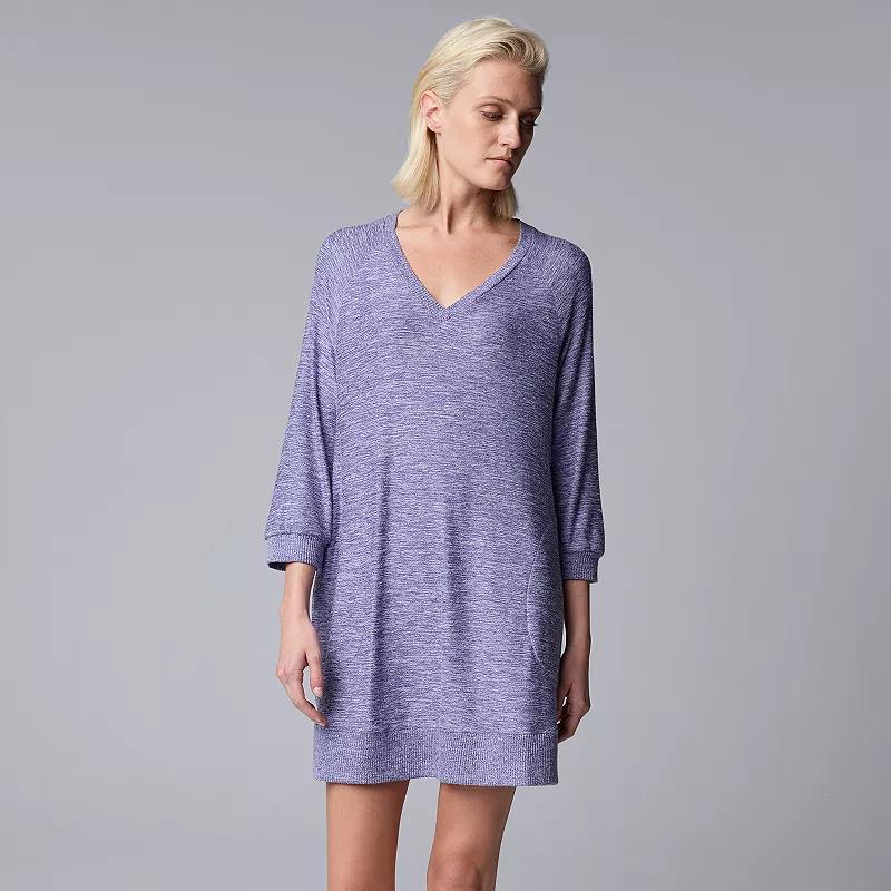 Womens Simply Vera Vera Wang 3/4 Sleeve Sleepshirt Cationic Blue Product Image