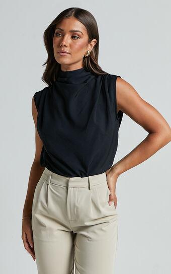 Arianae Top - High Neck Top in Black product image