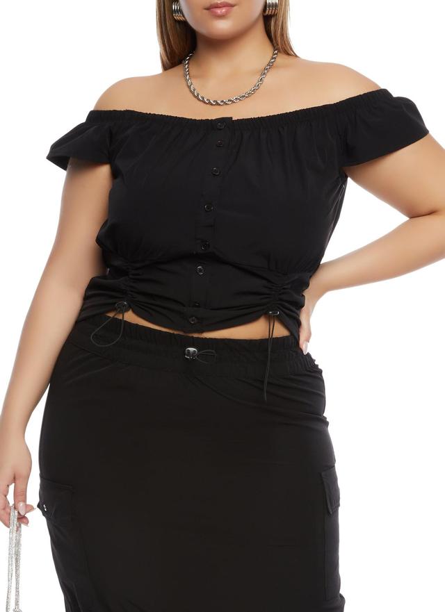 Womens Plus Size Off the Shoulder Button Front Top Product Image