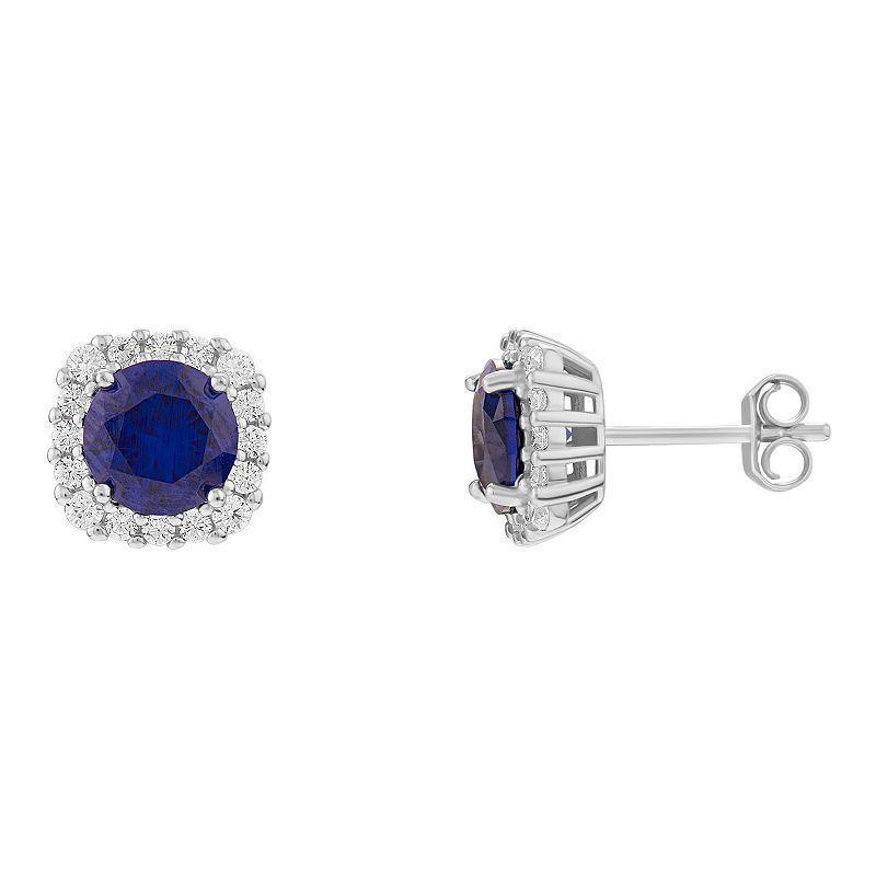 PRIMROSE Sterling Silver Cubic Zirconia Halo Stud Earrings, Womens, December Product Image