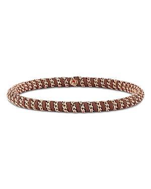 Roberto Demeglio Mens 18K Rose Gold Gio Brown Nautical Cord Stretch Bracelet Product Image