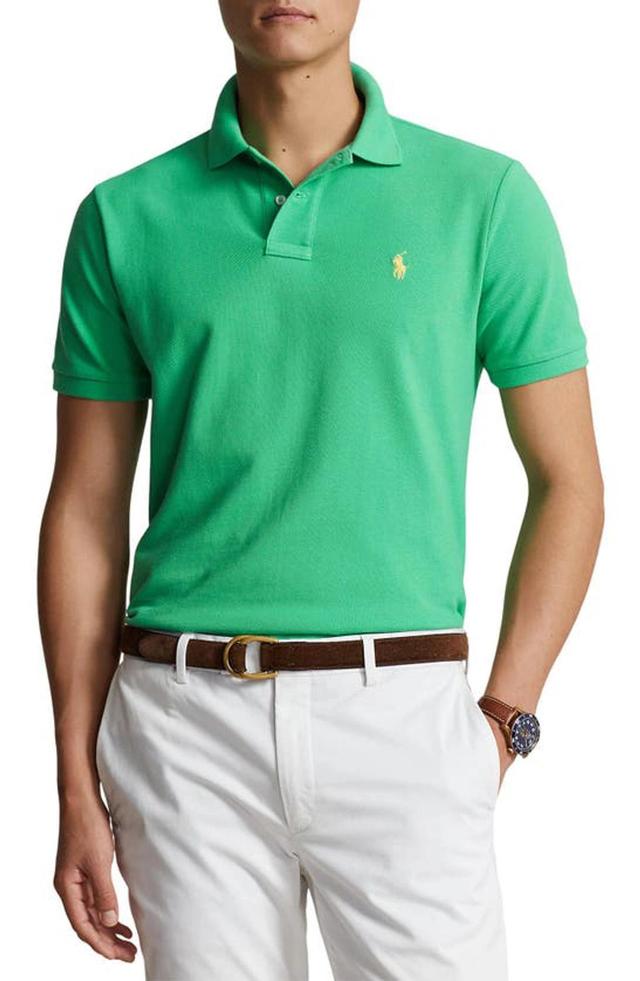 Cotton Mesh Custom Slim Fit Polo Shirt In Classic Kelly Product Image