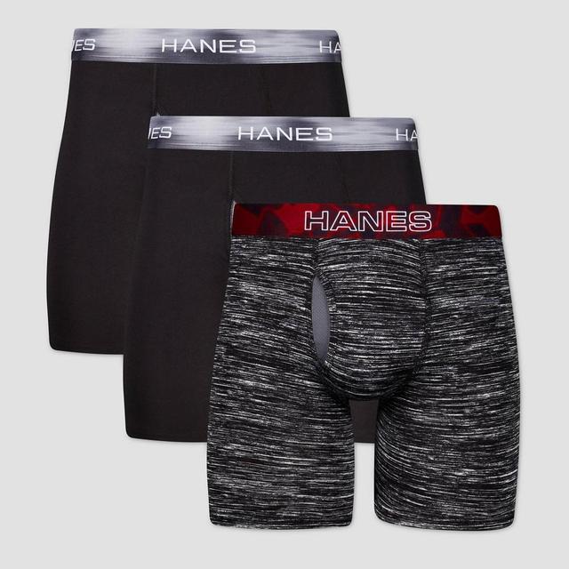 Hanes Premium Mens Xtemp Long Leg Boxer Briefs 3pk - Black Product Image