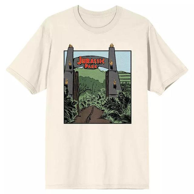 Mens Jurassic Park Open Gate Graphic Tee Beige Product Image