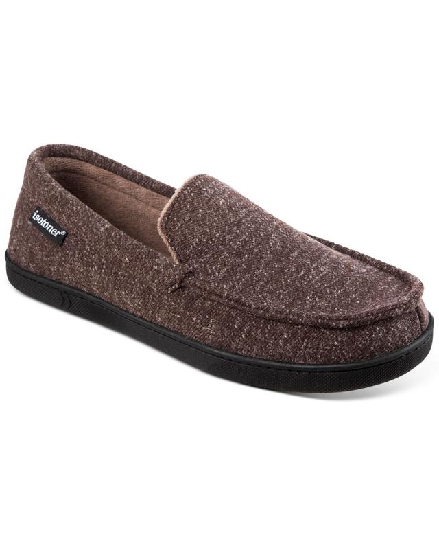 isotoner Preston Heather Knit Mens Moccasin Slippers Blue Product Image