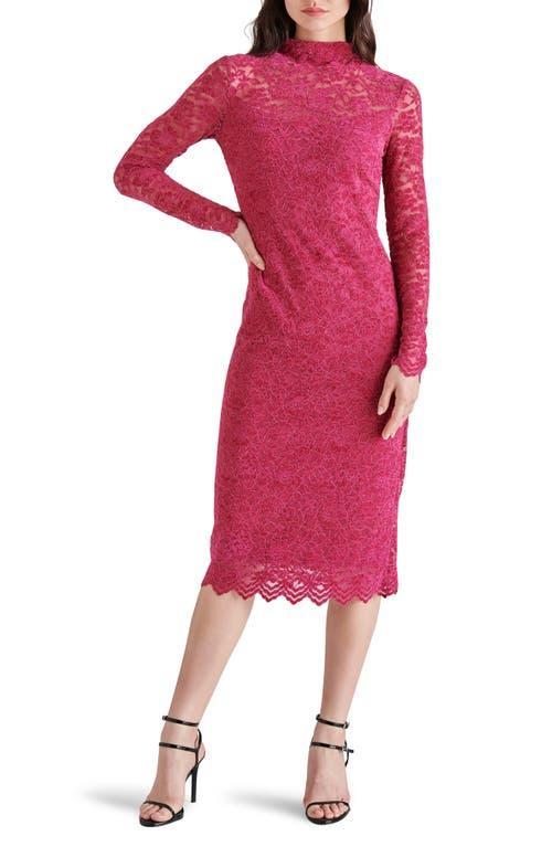 Steve Madden Vivienne Velvet Lace Long Sleeve Midi Dress Product Image