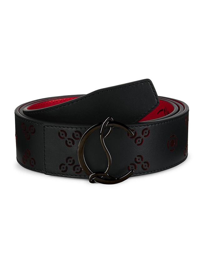 Mens Logo Buckle Reversible Leather Belt Product Image