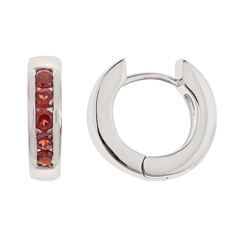 Garnet (1 ct. t.w.) Huggie Hoop Earrings in Sterling Silver (Also Available - Peridot Product Image