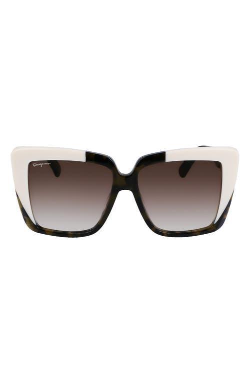 FERRAGAMO 55mm Gradient Rectangular Sunglasses Product Image