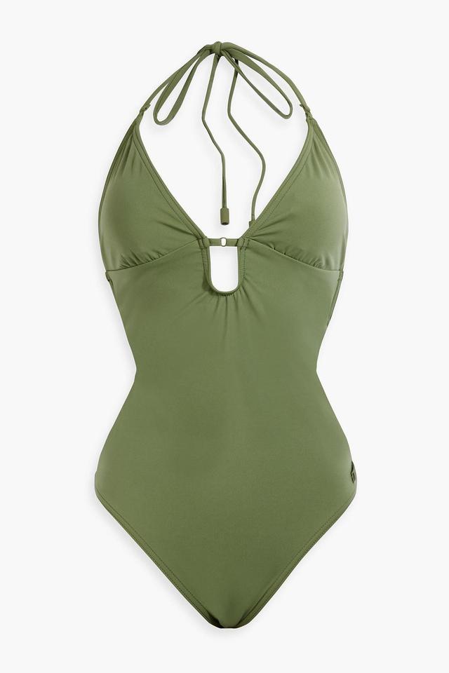 ZIMMERMANN Separates Sculpt Cutout Halterneck Swimsuit In Army Green Product Image