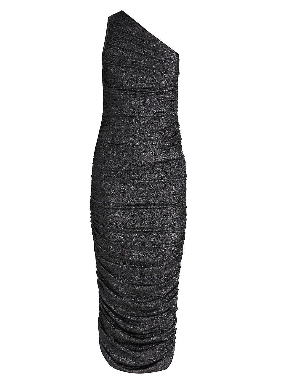 Womens Shimmer Ruched Midi-Dress Product Image