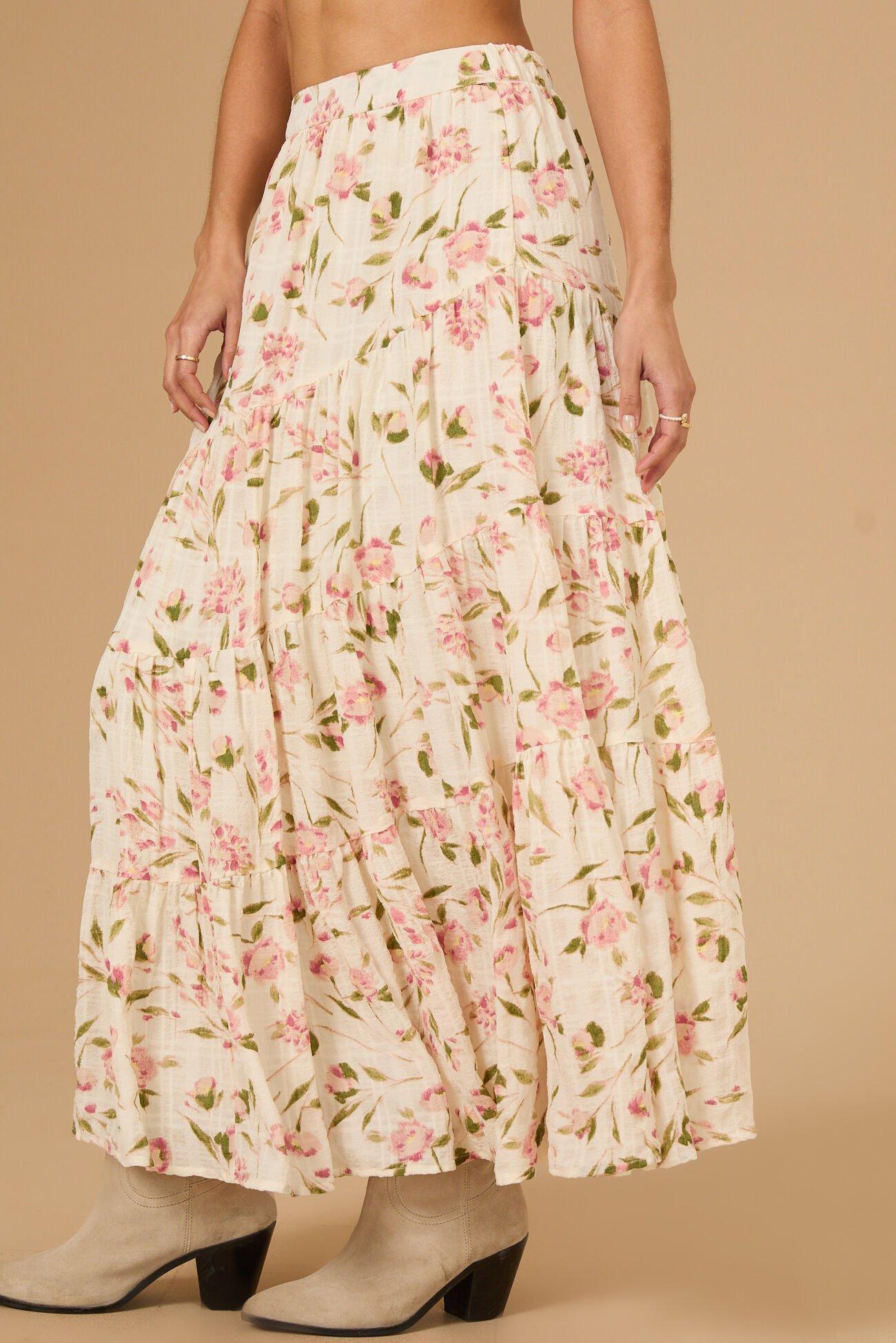 Sky Floral Midi Skirt Product Image