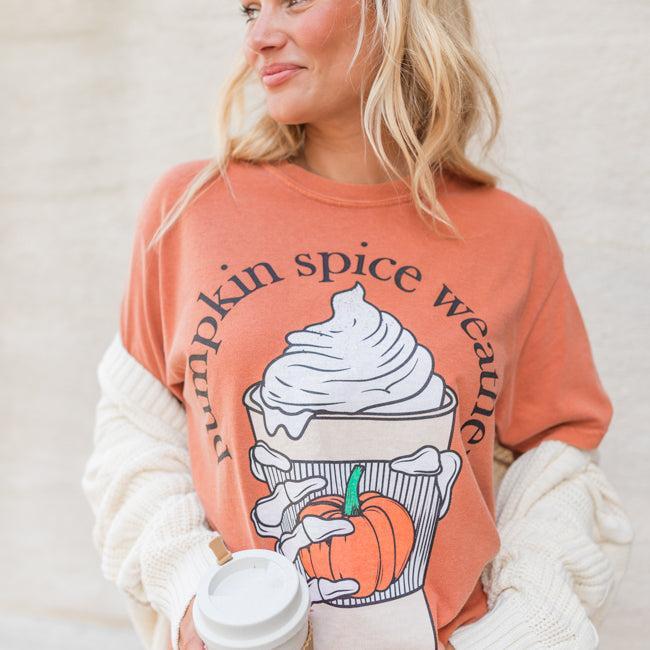 Pumpkin Spice Weather Rust Comfort Colors Graphic Tee Product Image