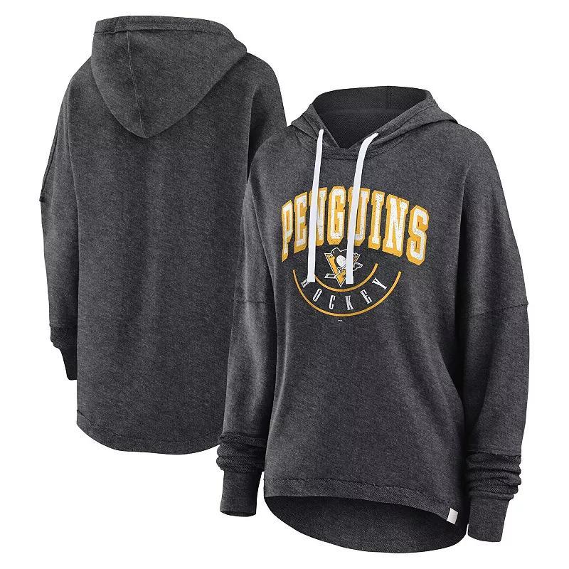 Womens Fanatics Branded Heather Charcoal Pittsburgh Penguins Lux Lounge Helmet Arch Pullover Hoodie Product Image