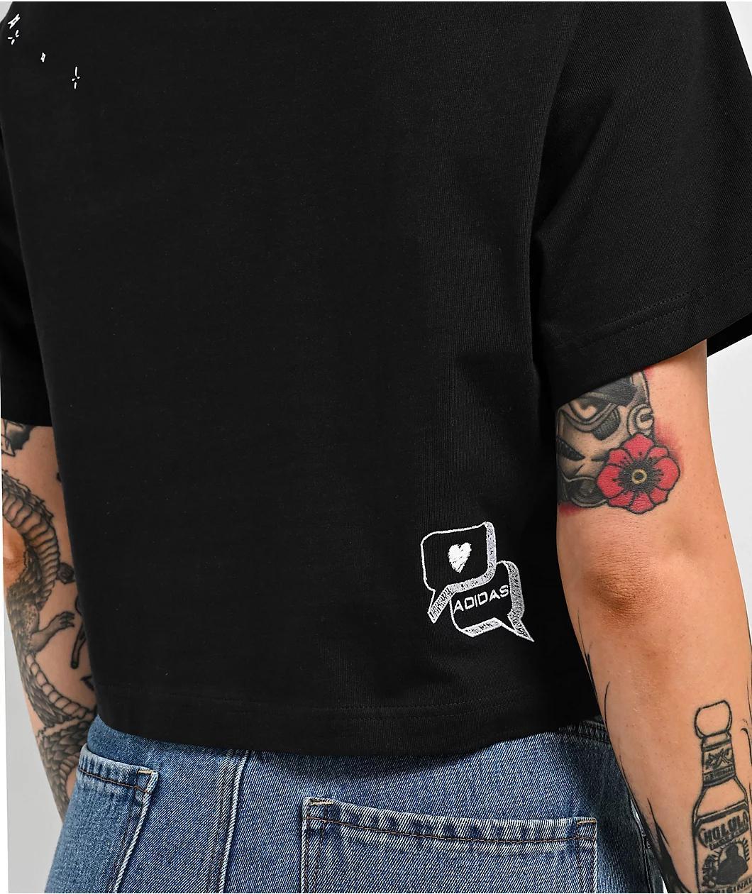 adidas Scribble Black Crop T-Shirt Product Image