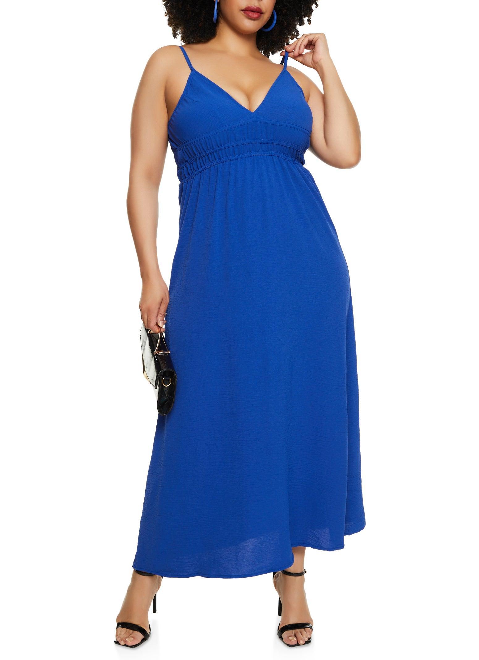 Womens Plus Size Airy V Neck Empire Waist Maxi Dress Product Image