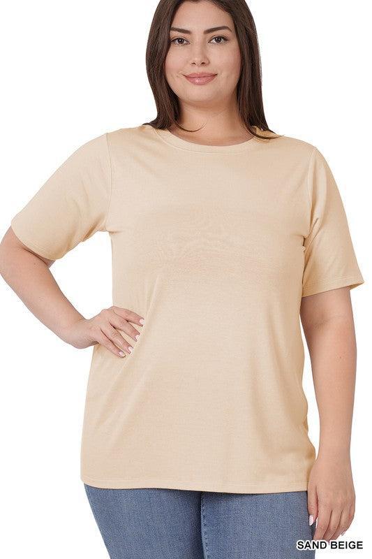 Plus Short Sleeve Round Neck Tee- soft Product Image