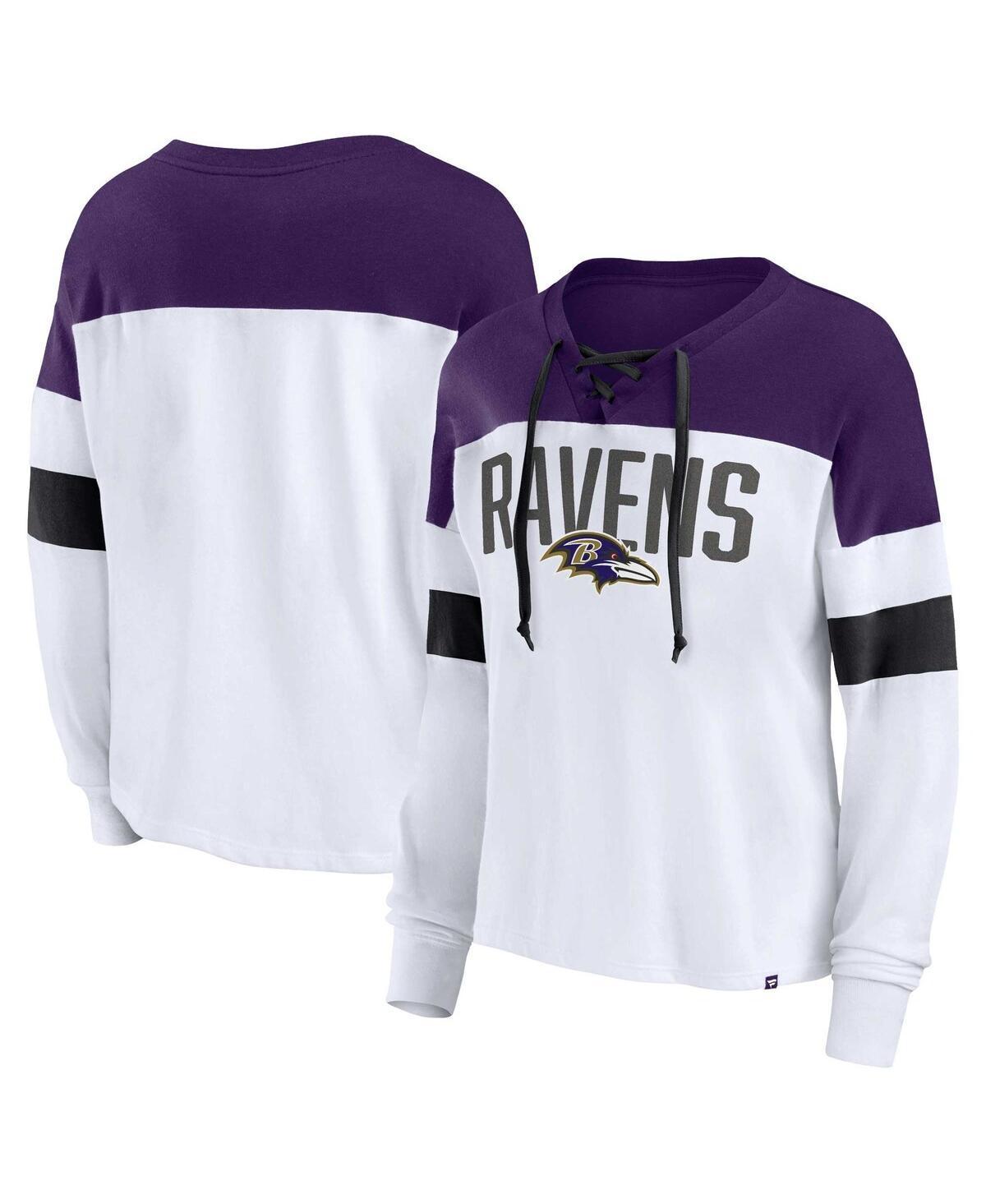 Womens Fanatics Branded /Purple Baltimore Ravens Plus Size Even Match Lace-Up Long Sleeve V-Neck T-Shirt Product Image