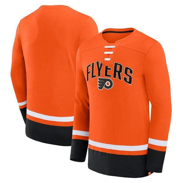 Mens Fanatics Branded Orange Philadelphia Flyers Back Pass Lace-Up Long Sleeve T-Shirt Product Image