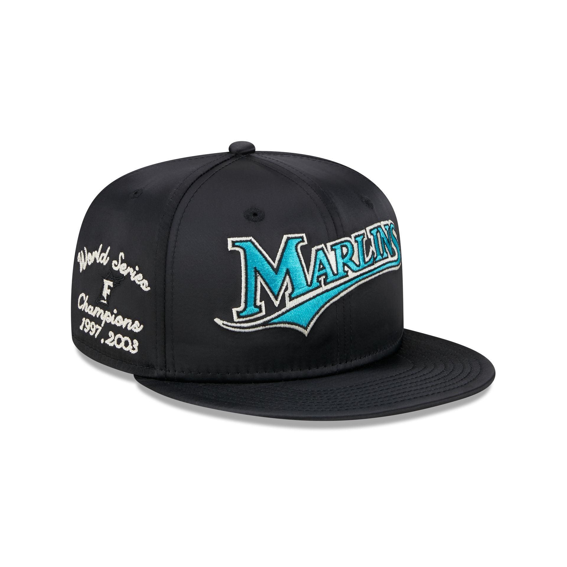 Miami Marlins Satin Script 9FIFTY Snapback Hat Male Product Image