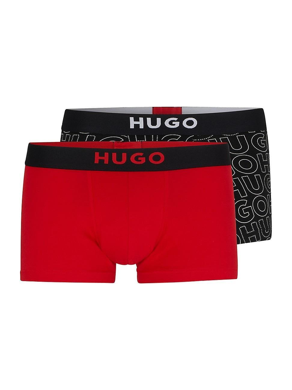 Mens Two-Pack Of Stretch-Cotton Trunks With Logo Waistbands Product Image