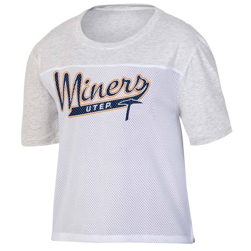 NCAA UTEP Miners Womens White Mesh Yoke T-Shirt Product Image