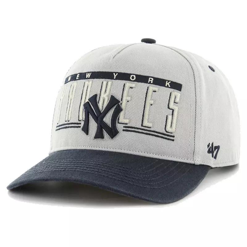 Mens 47 Gray New York Yankees Double Headed Baseline Hitch Adjustable Hat Product Image