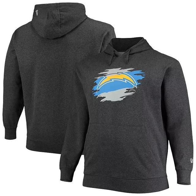 Mens New Era Charcoal Los Angeles Chargers Big & Tall Primary Logo Pullover Hoodie Product Image