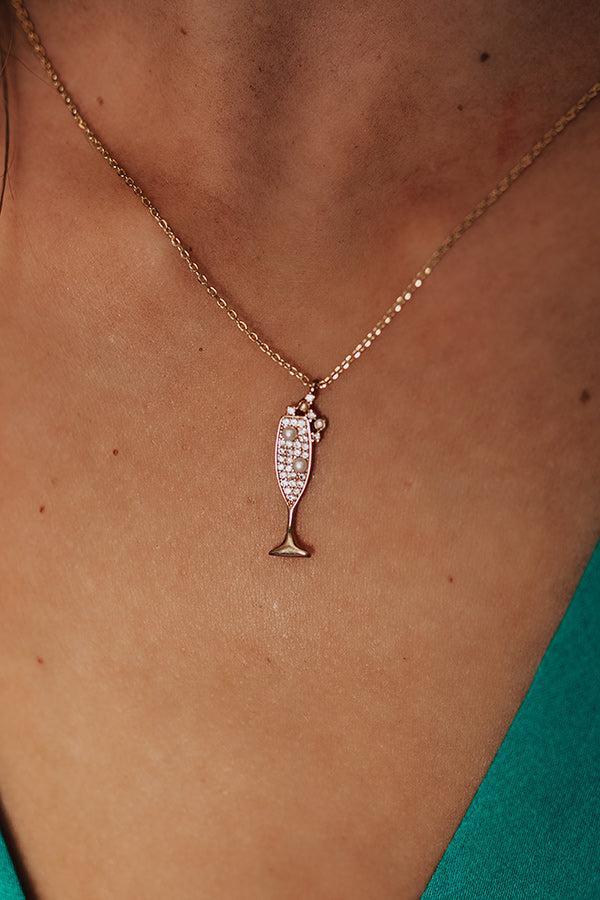 Champagne Season Cubic Zirconia Dainty Necklace Product Image