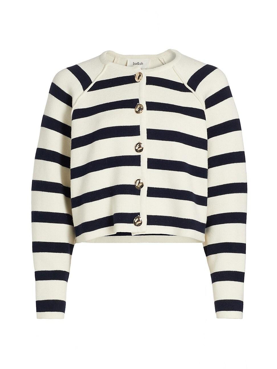 Womens Massimo Striped Cotton & Wool Cardigan Product Image