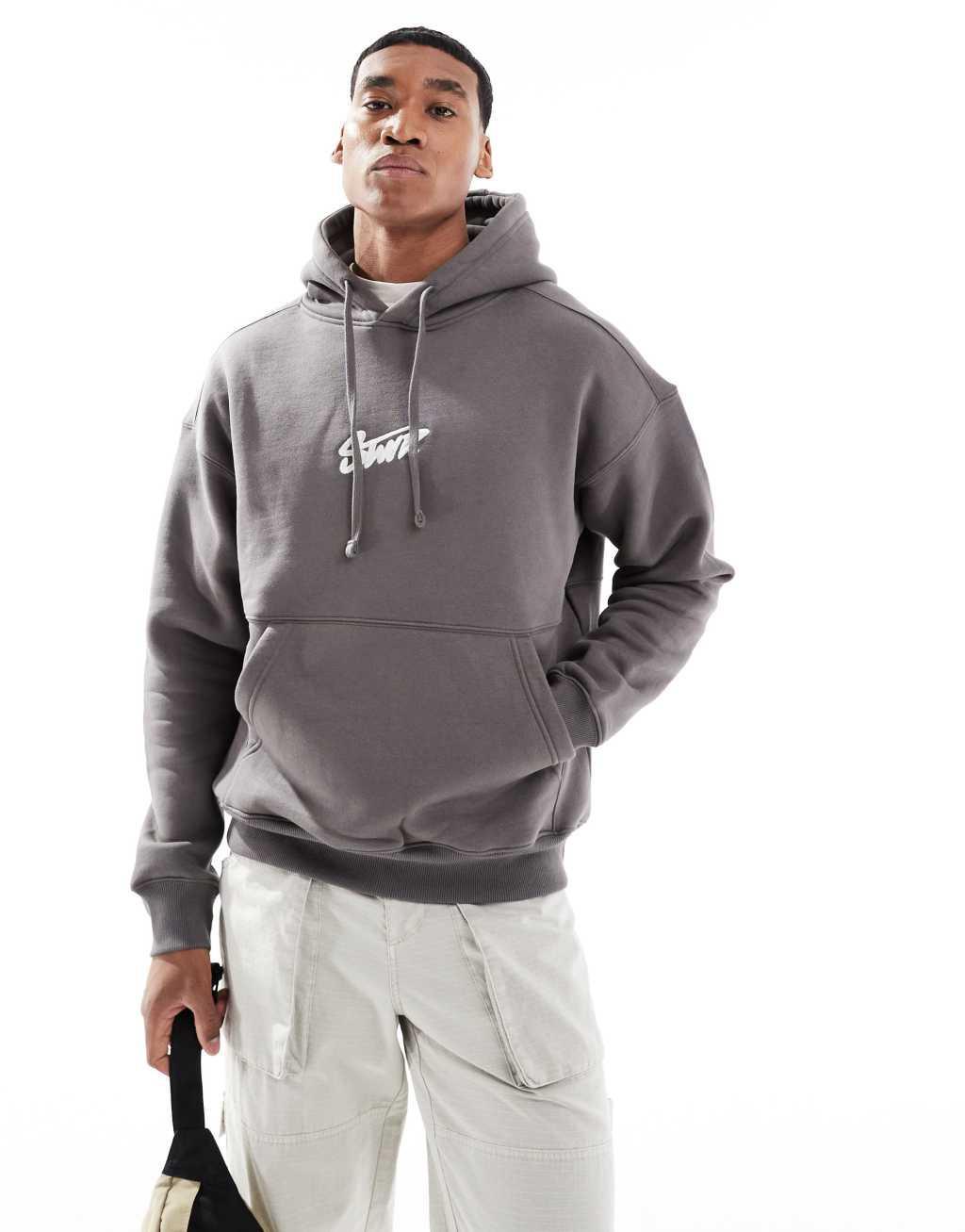 Pull&Bear STWD hoodie in gray Product Image