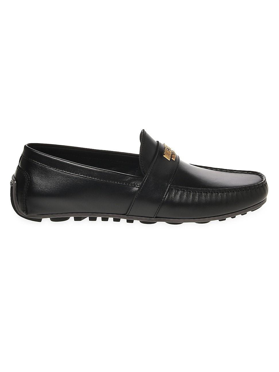 Mens Logo-Accented Leather Driving Loafers Product Image