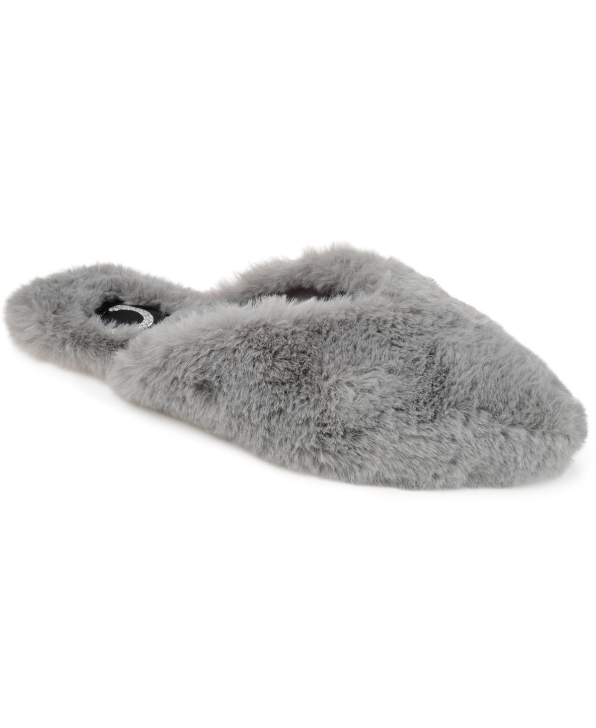 Journee Collection Sundown Womens Faux-Fur Slippers Black Product Image